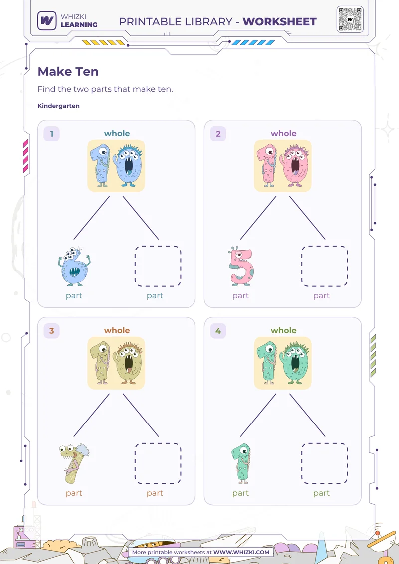 Make Ten Number Bonds Worksheet