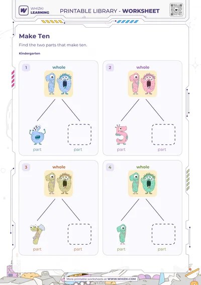 Make Ten Number Bonds Worksheet