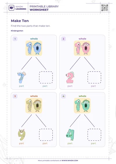 Make Ten Number Bonds Worksheet
