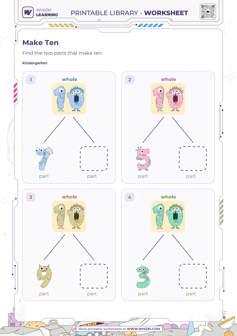Make Ten Number Bonds Worksheet