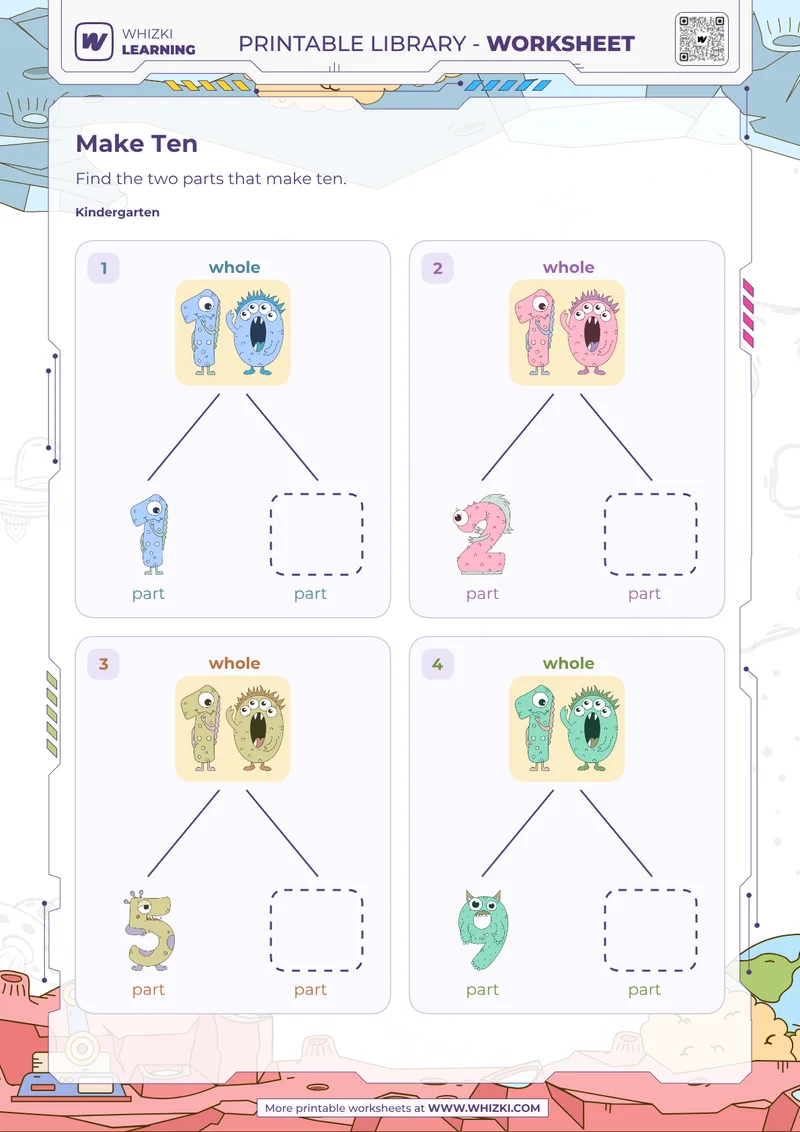 Make Ten Number Bonds Worksheet
