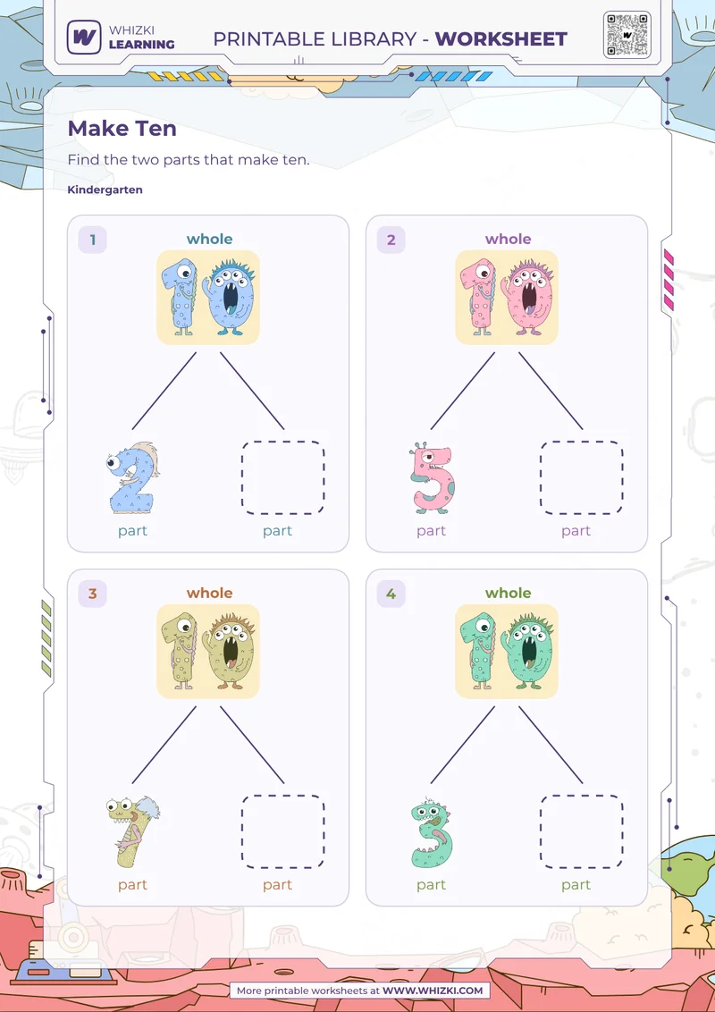 Make Ten Number Bonds Worksheet