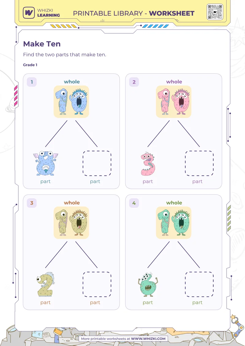 Make Ten Number Bonds Worksheet