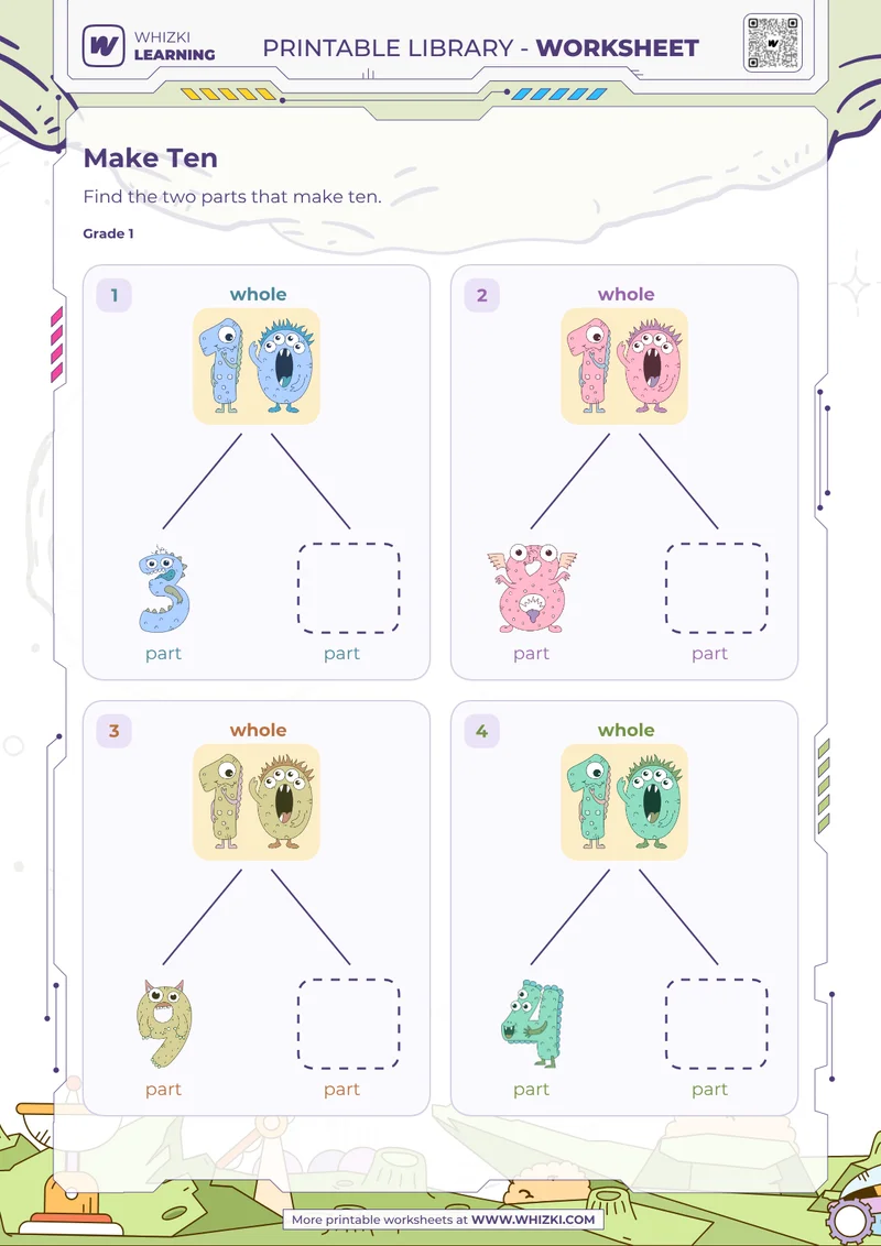Make Ten Number Bonds Worksheet
