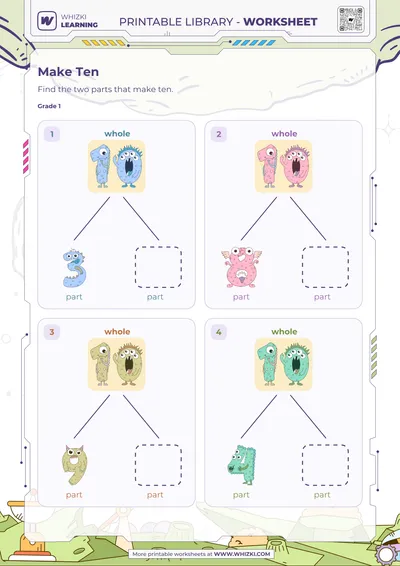 Make Ten Number Bonds Worksheet