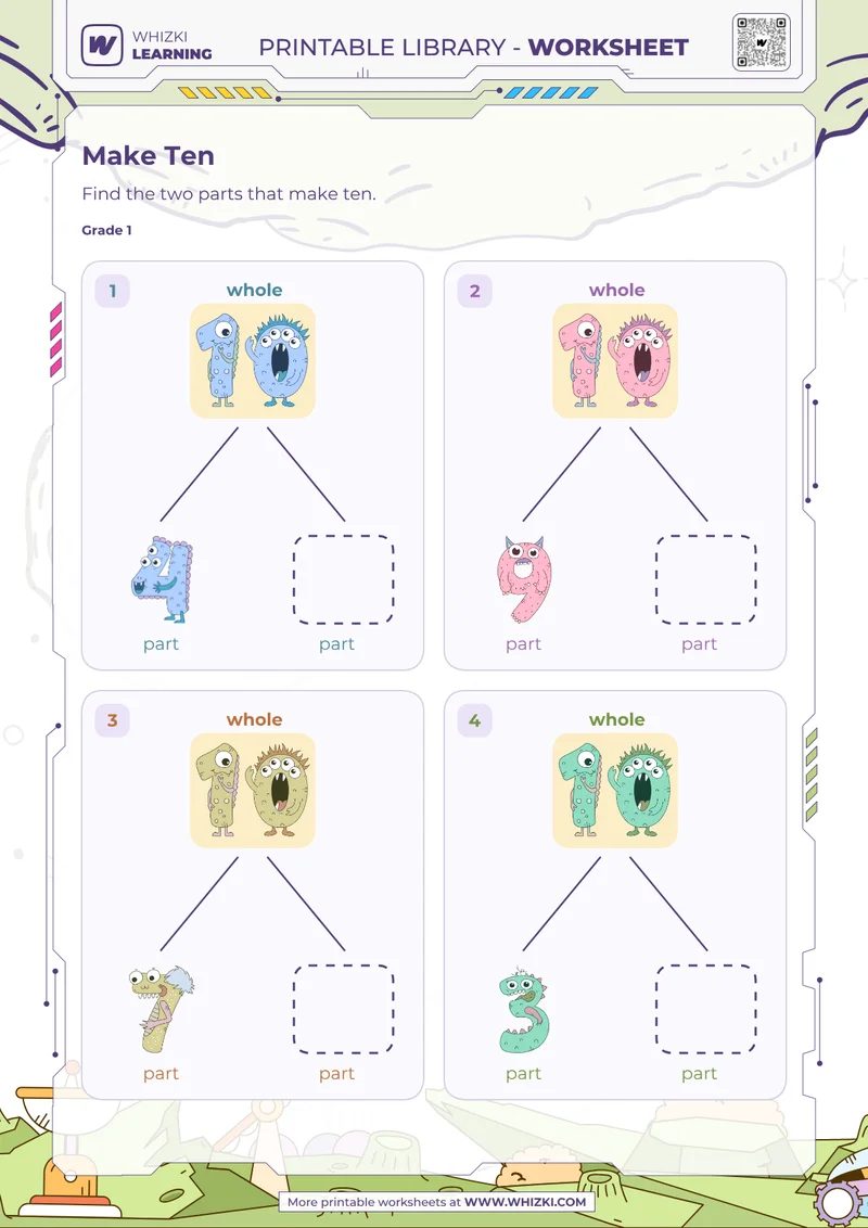 Make Ten Number Bonds Worksheet