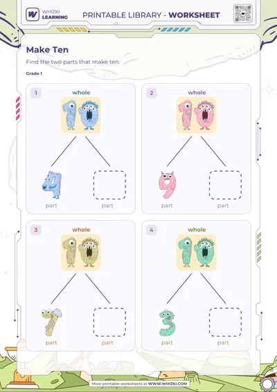 Make Ten Number Bonds Worksheet