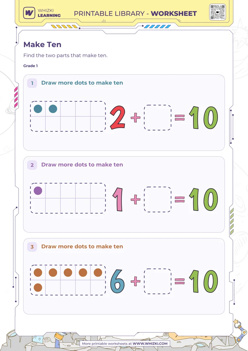 Make Ten Ten Frame Worksheet