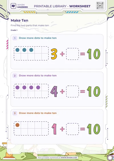 Make Ten Ten Frame Worksheet