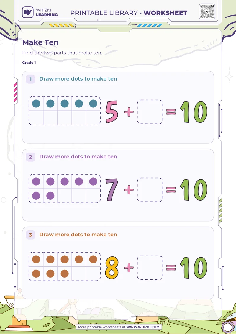 Make Ten Ten Frame Worksheet