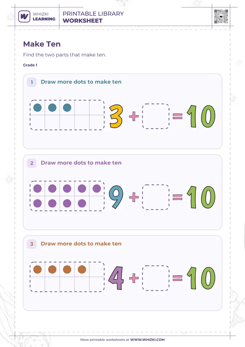 Make Ten Ten Frame Worksheet