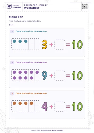 Make Ten Ten Frame Worksheet