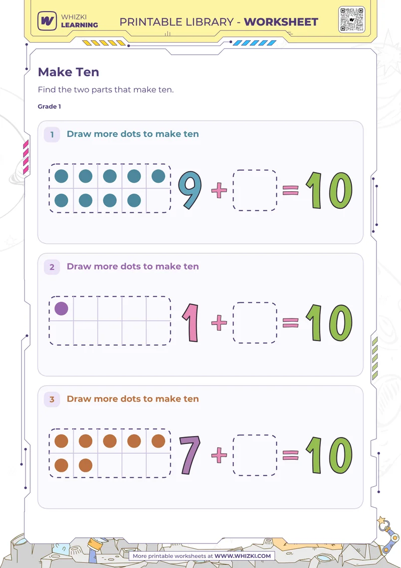 Make Ten Ten Frame Worksheet
