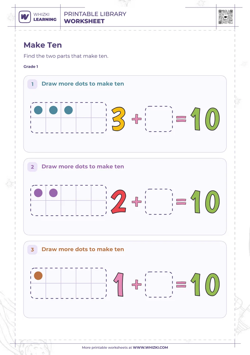 Make Ten Ten Frame Worksheet