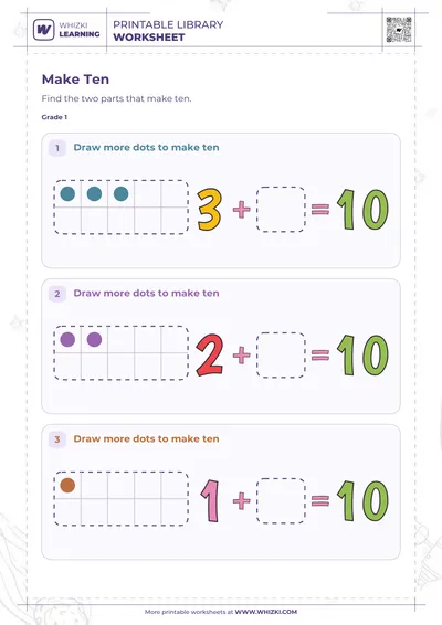 Make Ten Ten Frame Worksheet