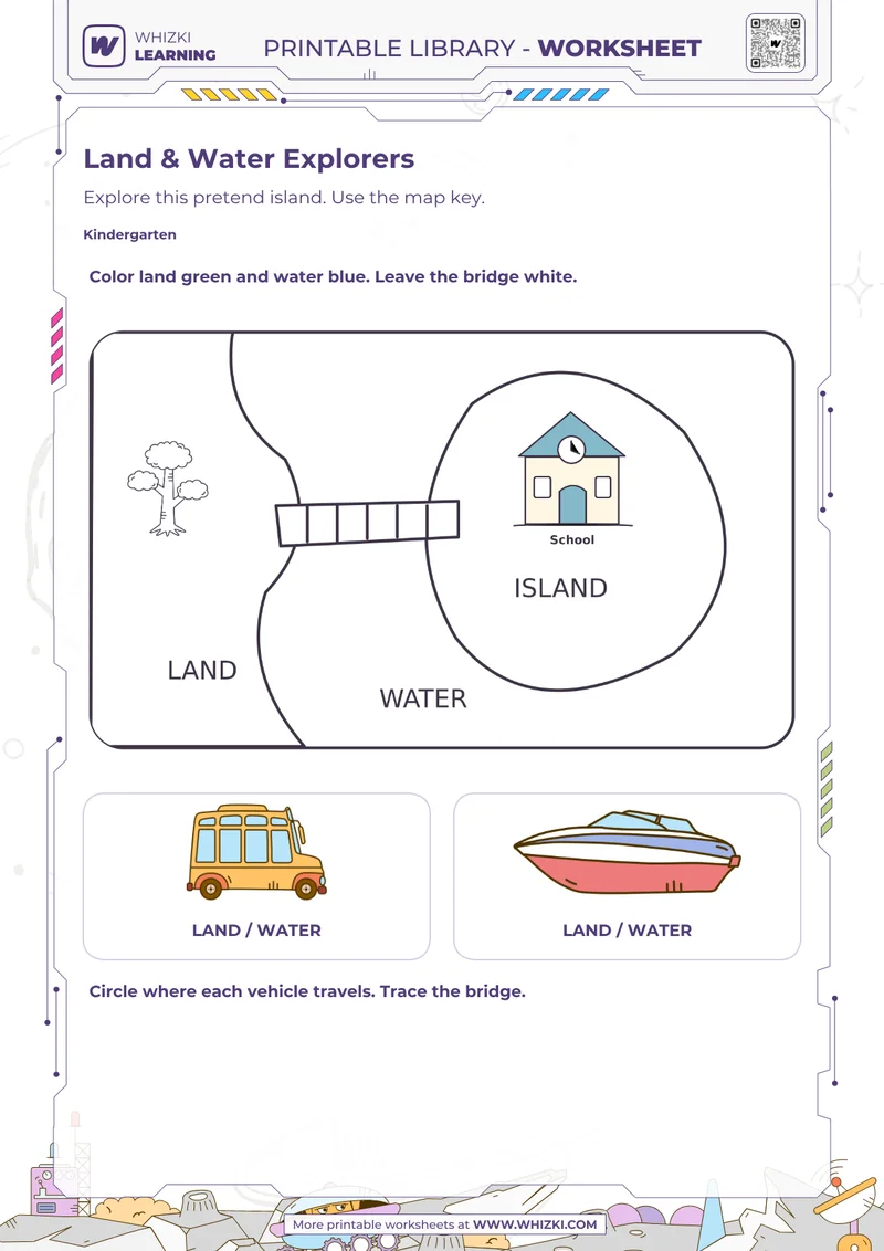 Maps and Geography Kindergarten Worksheet