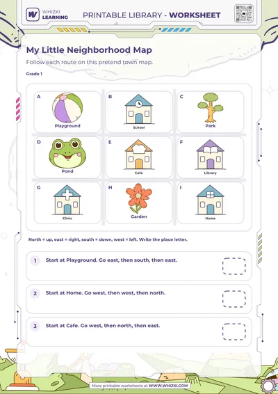 Maps and Geography Worksheet for First Grade