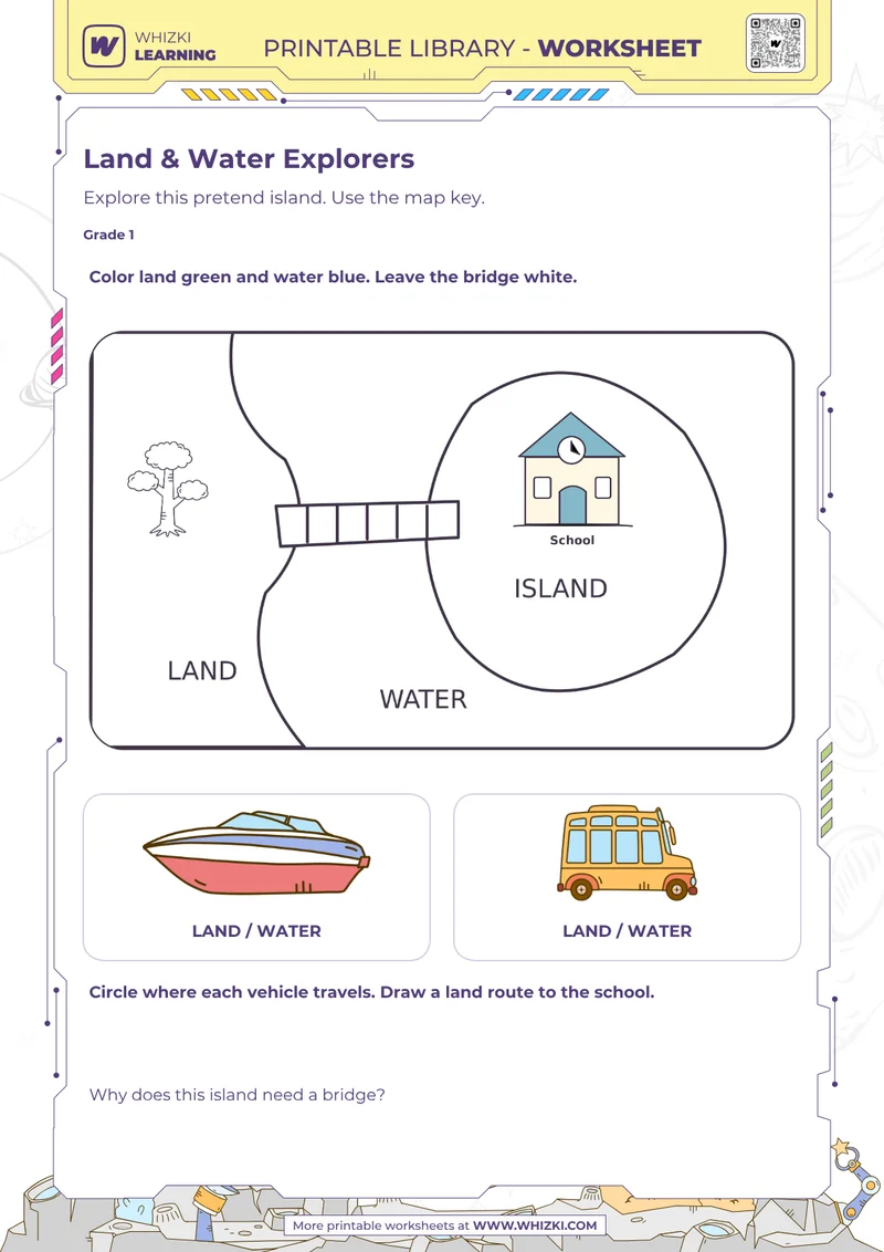 Maps and Geography Worksheet for First Grade