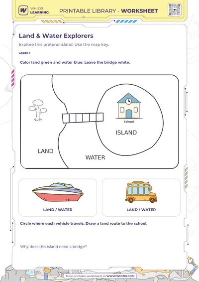 Maps and Geography Worksheet for First Grade