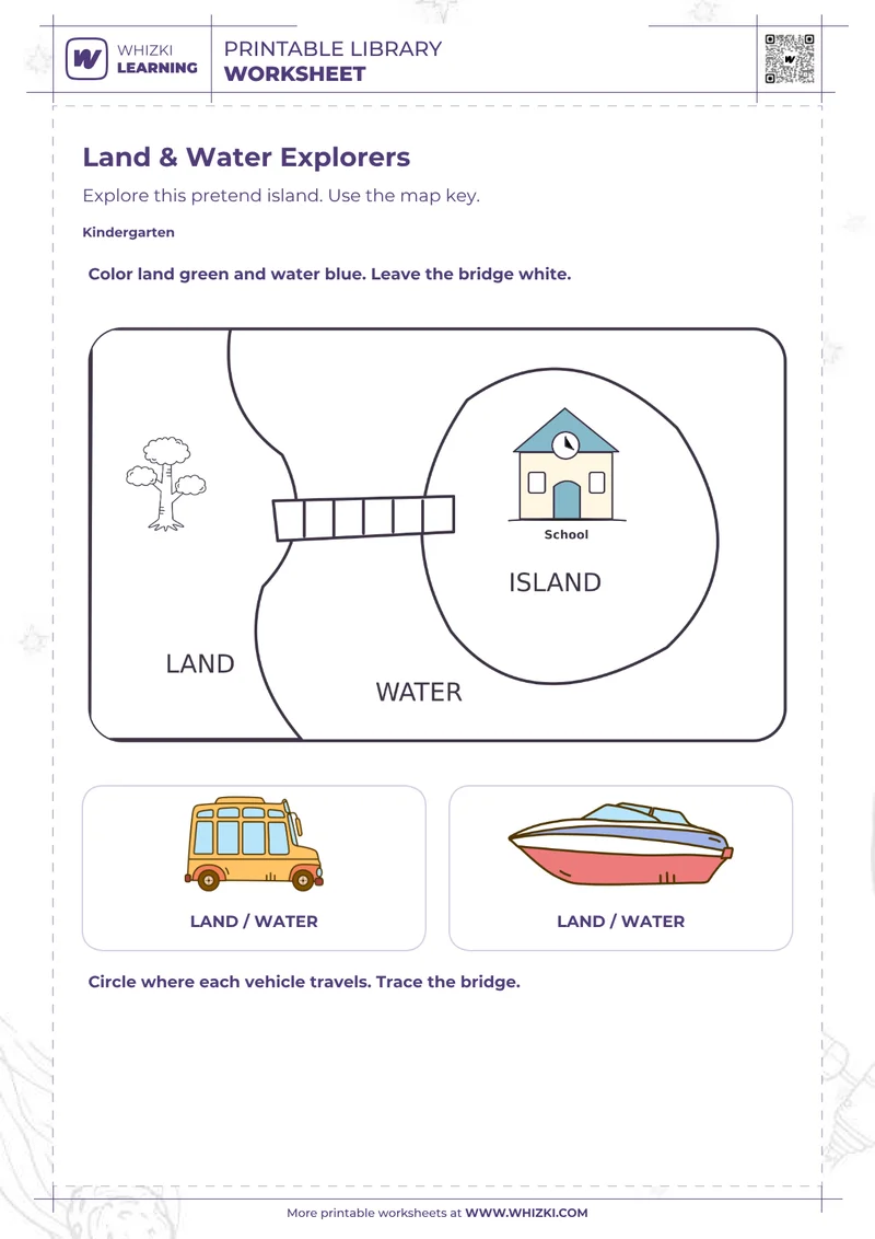 Maps and Geography Worksheet for Kindergarten