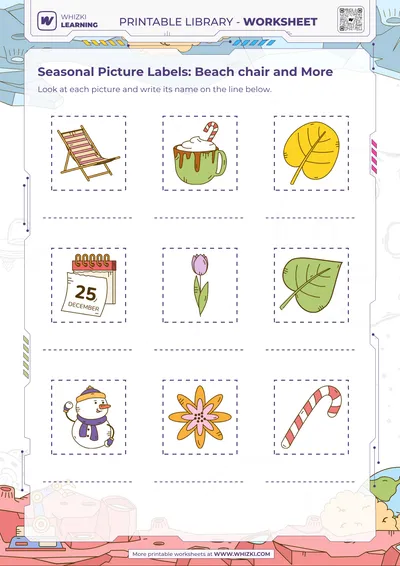 Seasonal Picture Labels: Beach chair and More