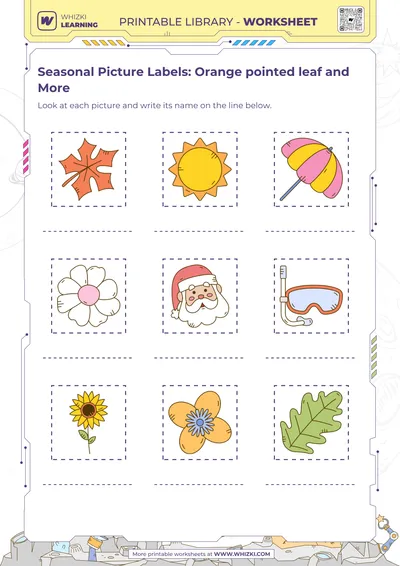 Seasonal Picture Labels: Orange pointed leaf and More