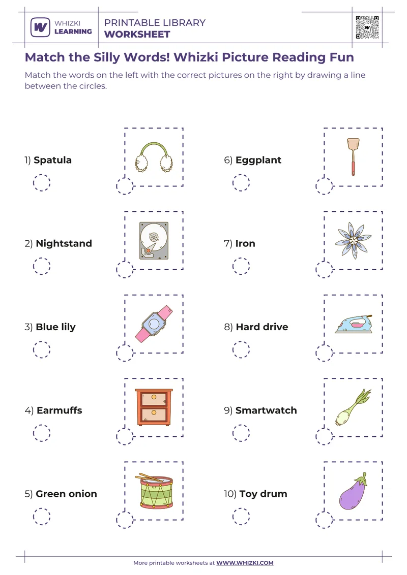 Match the Silly Words! Whizki Picture Reading Fun