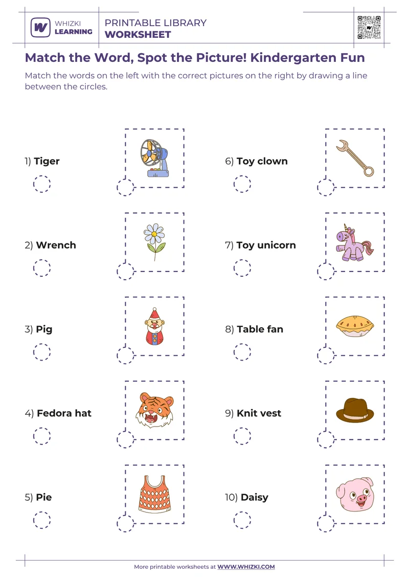 Match the Word, Spot the Picture! Kindergarten Fun