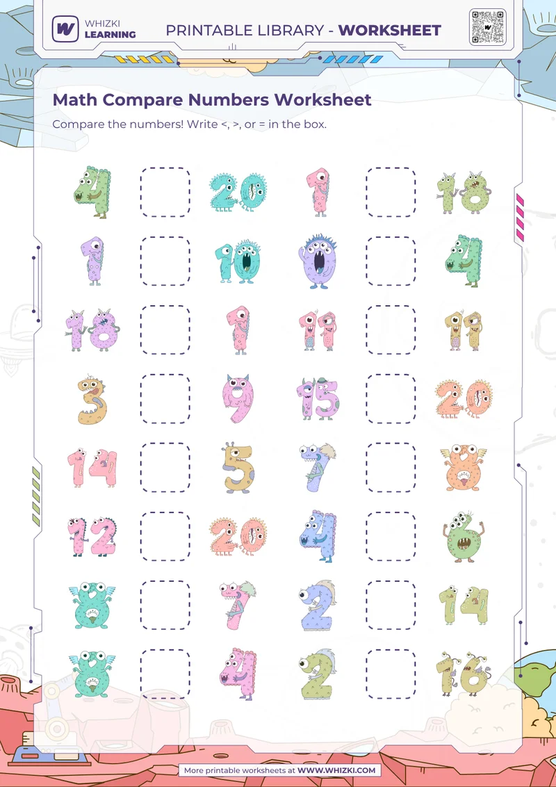Math Compare Numbers Worksheet