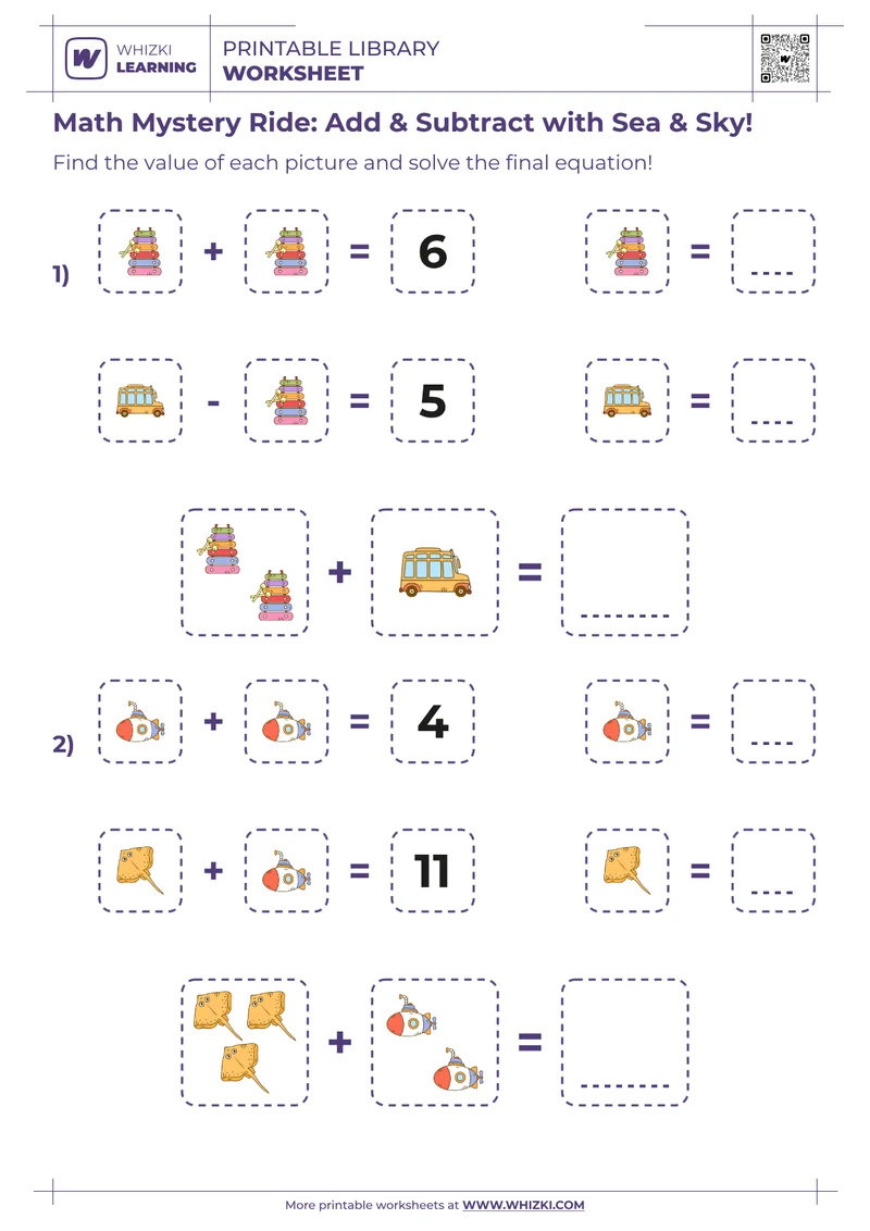 Math Mystery Ride: Add & Subtract with Sea & Sky!