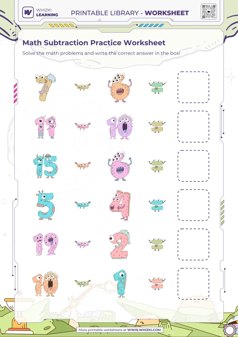 Math Subtraction Practice Worksheet
