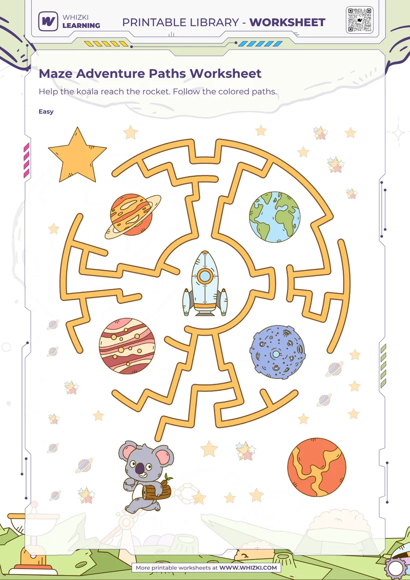 Maze Adventure Paths Worksheet