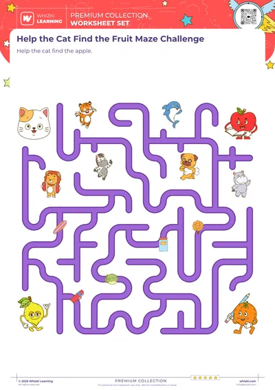 Help the Cat Find the Fruit Maze Challenge