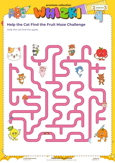 Help the Cat Find the Fruit Maze Challenge