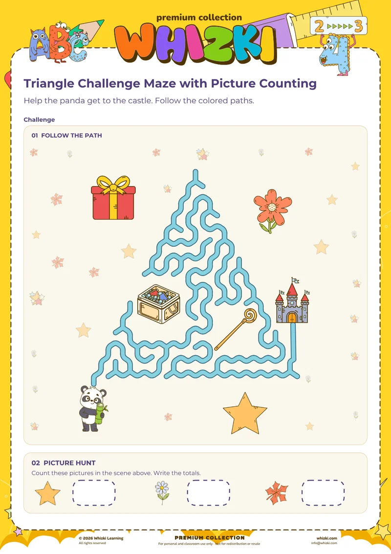 Triangle Challenge Maze with Picture Counting