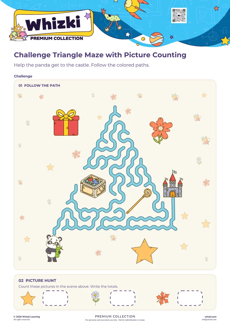 Challenge Triangle Maze with Picture Counting