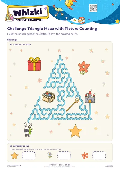 Challenge Triangle Maze with Picture Counting