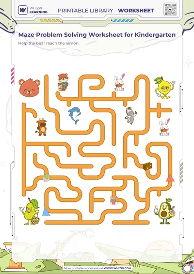 Maze Problem Solving Worksheet for Kindergarten