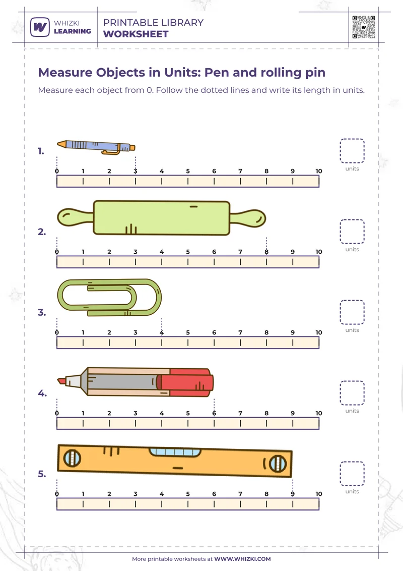 Measure Objects in Units: Pen and rolling pin