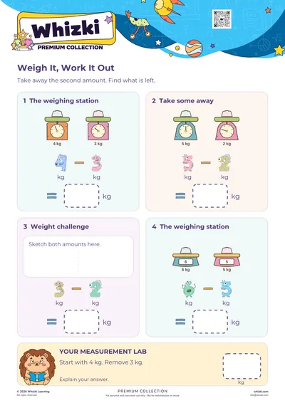 Subtract Kilograms: Metric Weight Practice