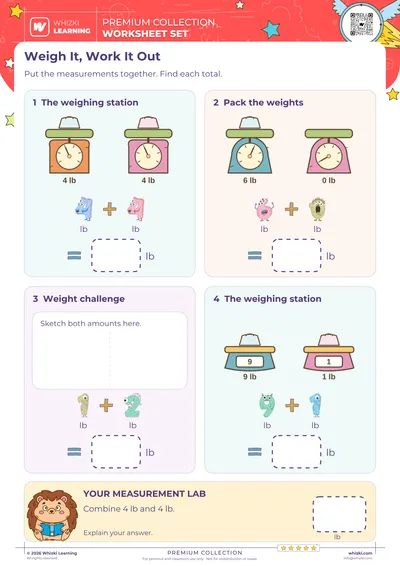 Add Pound Weights: Measurement Arithmetic Practice