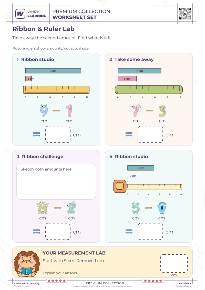 Subtract Centimeters: Metric Length Practice