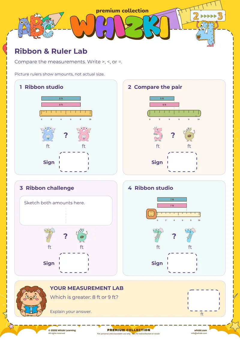 Compare Feet Measurements in Length Problems