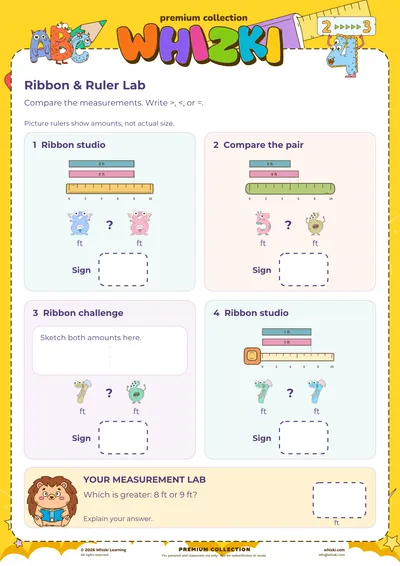 Compare Feet Measurements in Length Problems