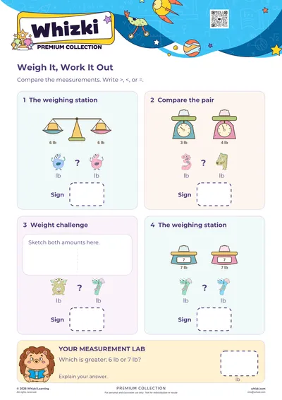 Compare Weight in Pounds: Measurement Math Mission