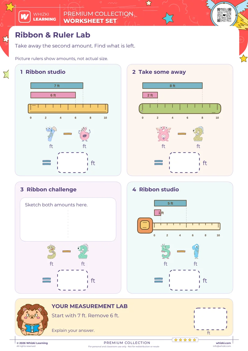 Subtract Lengths in Feet: Measurement Math