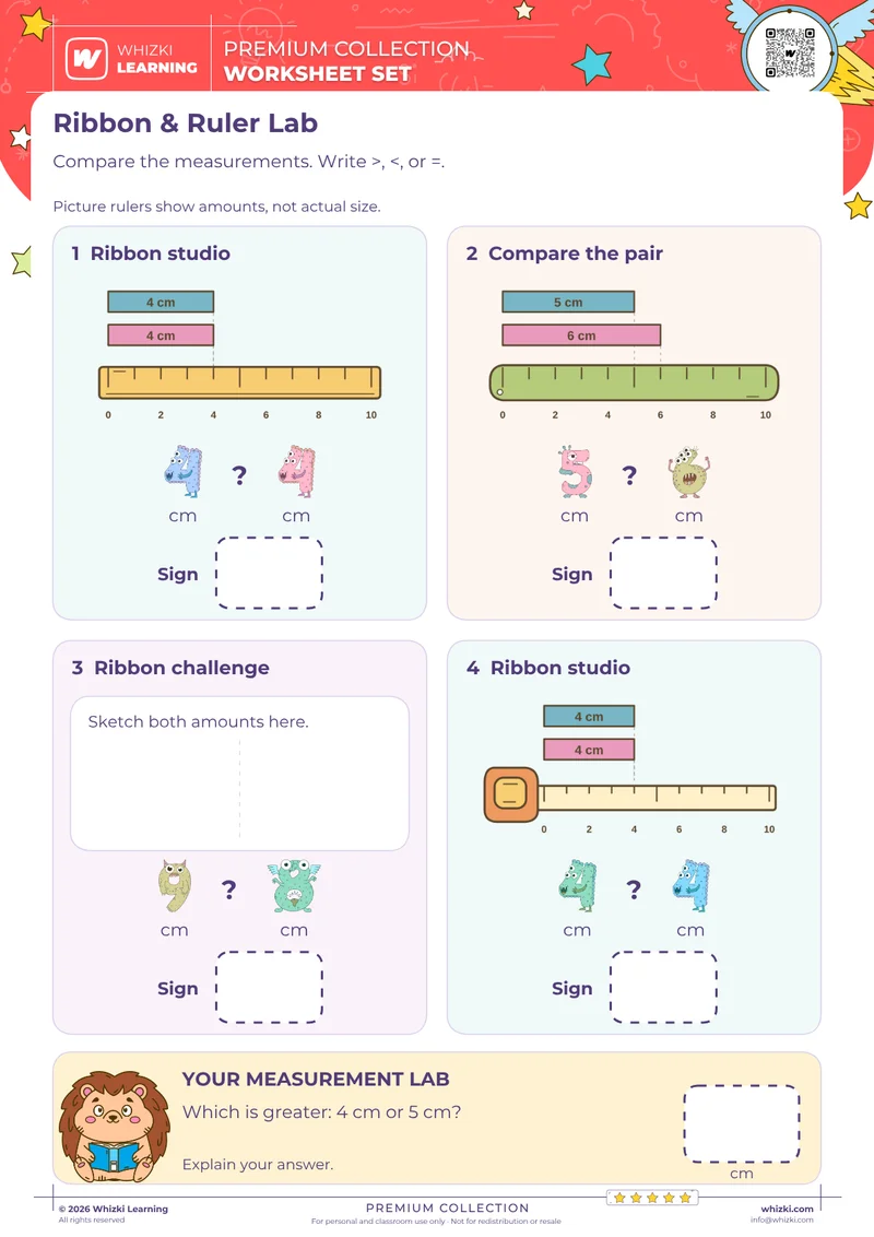 Compare Metric Lengths in Centimeters Worksheet