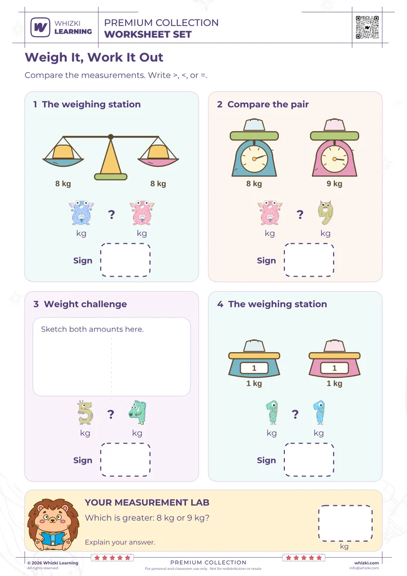 Compare Kilogram Weights: Metric Measurement Math
