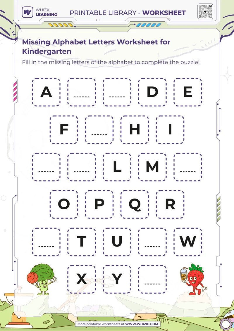 Missing Alphabet Letters Worksheet for Kindergarten