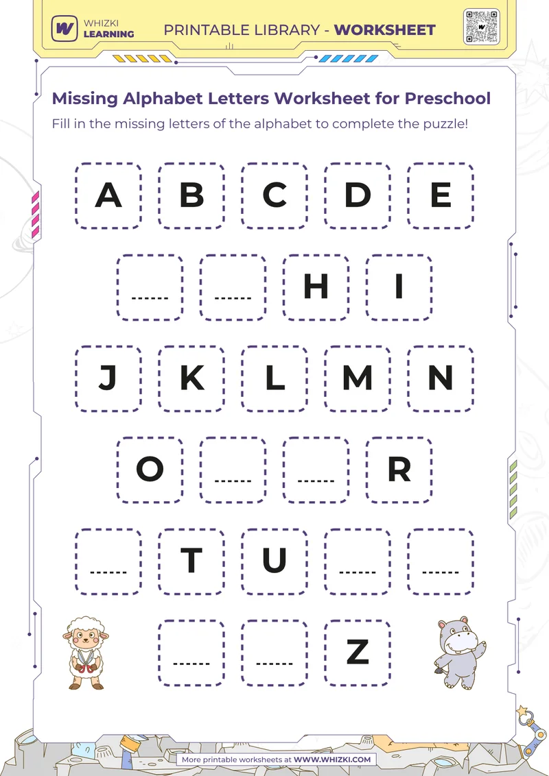 Missing Alphabet Letters Worksheet for Preschool